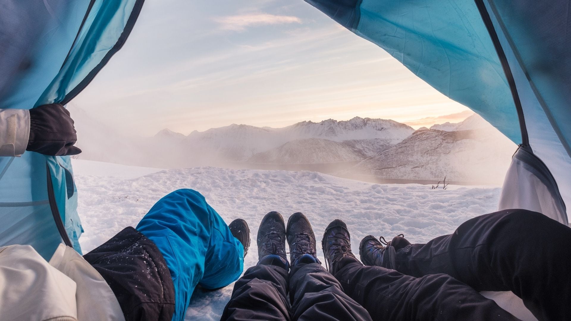 Winter campers enjoying the view